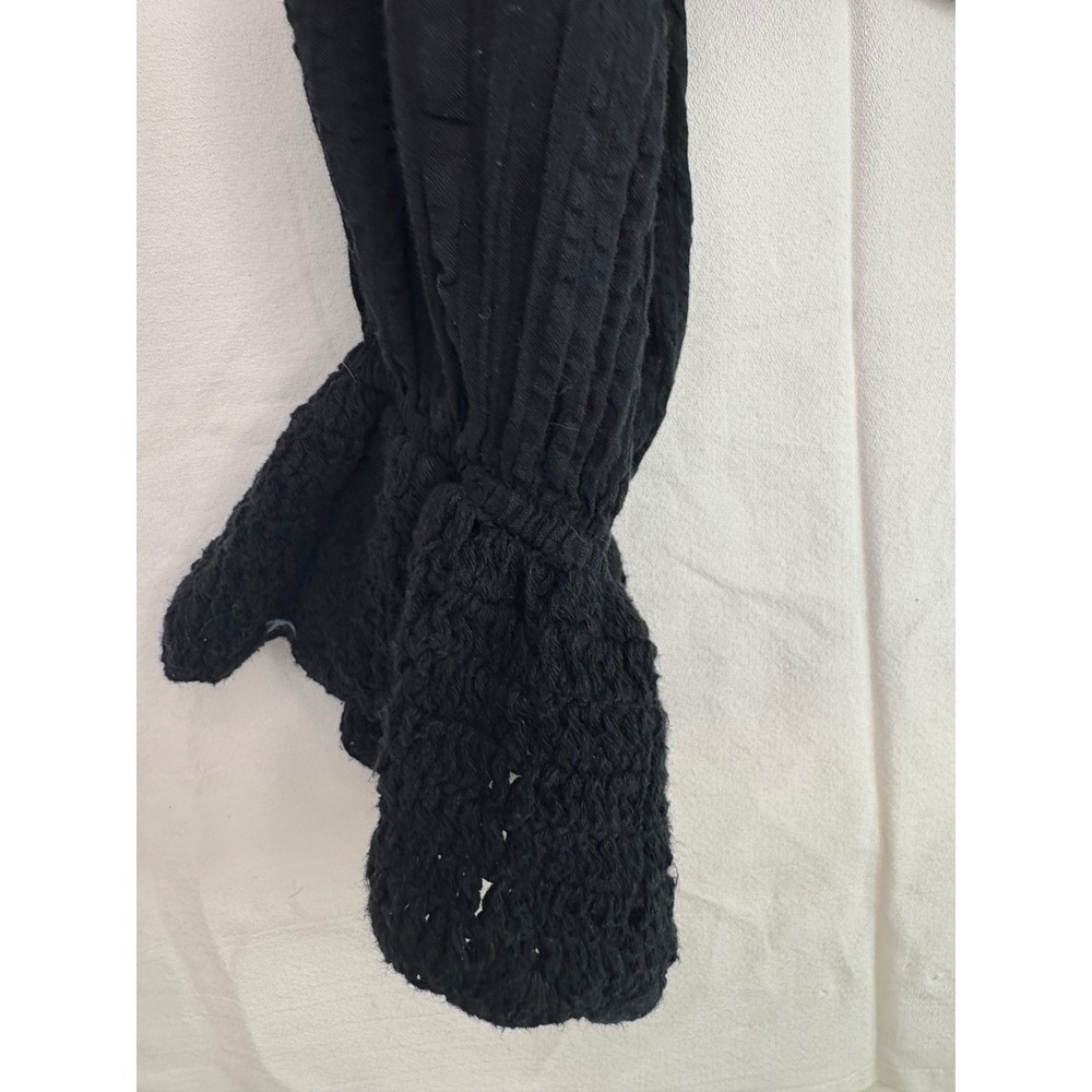 Free People Black Crochet Knit Long Sleeve Open Back Tie Crop Top Women's M - Picture 10 of 10
